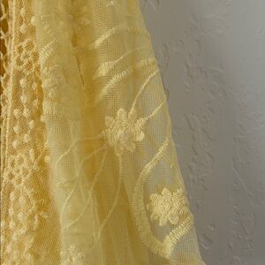 New Directions Light Yellow Lace Trim Top